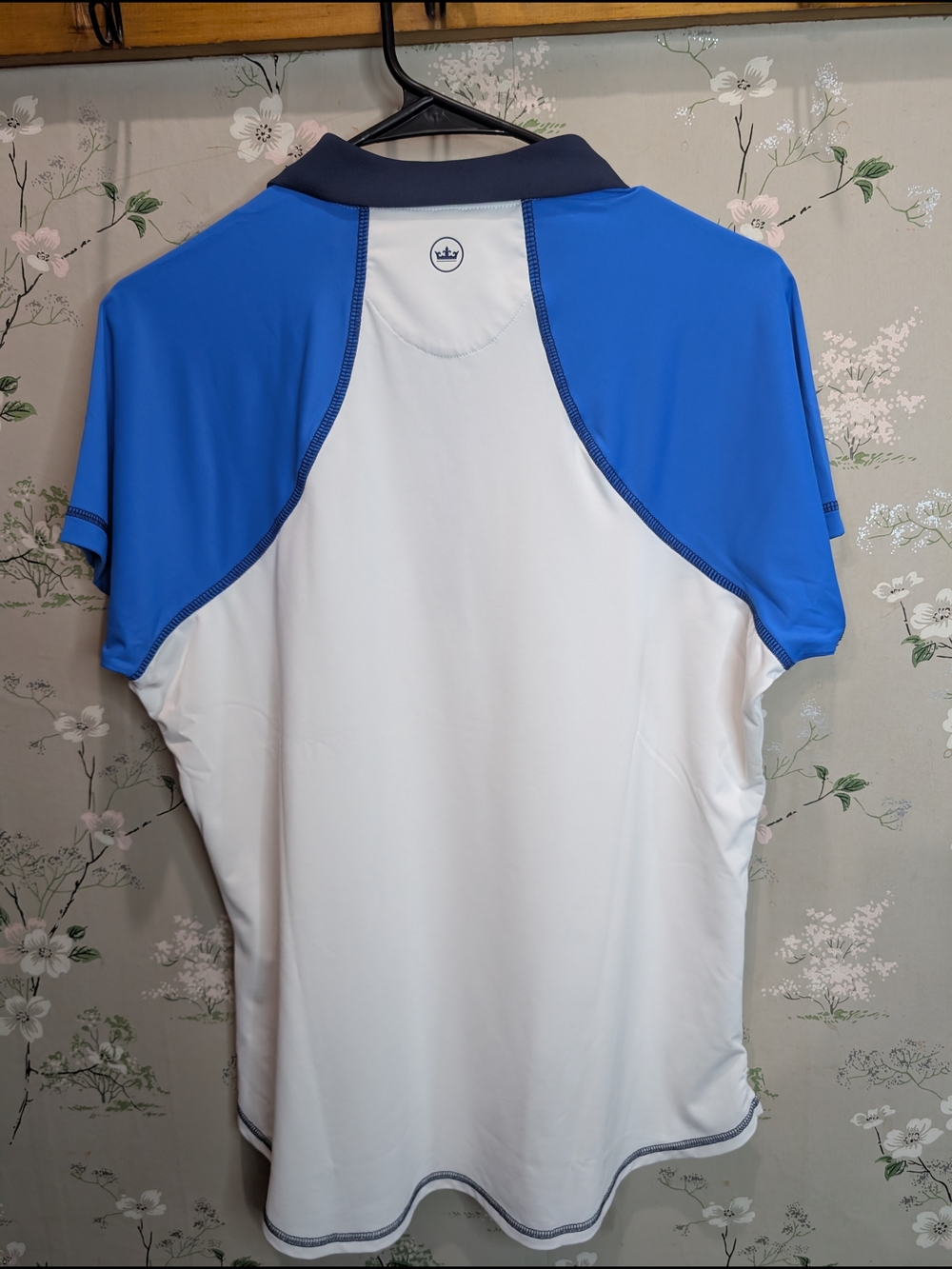 Peter Millar White & Blue Short Sleeve Golf Polo - Picture 6 of 6